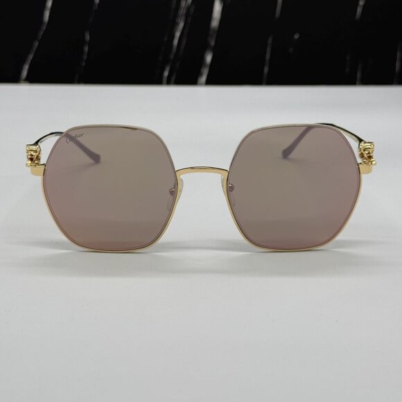 NEW CARTIER CT0267S 004 CARTIER GOLD/PINK TITANIUM WOMEN CARTIER SUNGLASSES - Picture 4 of 15